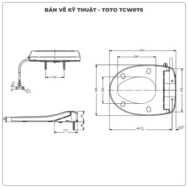 Nắp bồn cầu rửa cơ TOTO TCW07S (E2)