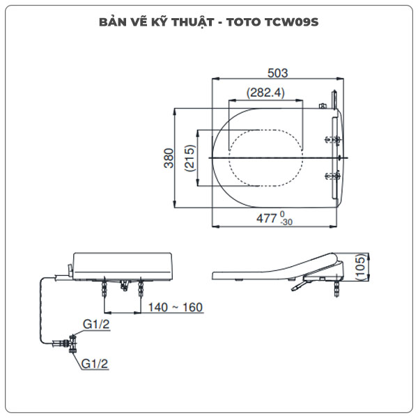 Nắp bồn cầu rửa cơ TOTO TCW09S