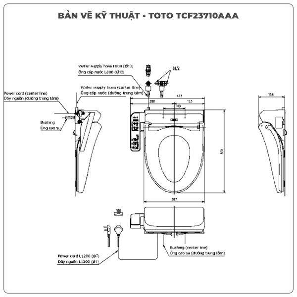 Nắp rửa điện tử Washlet TOTO TCF23710AAA (W18)