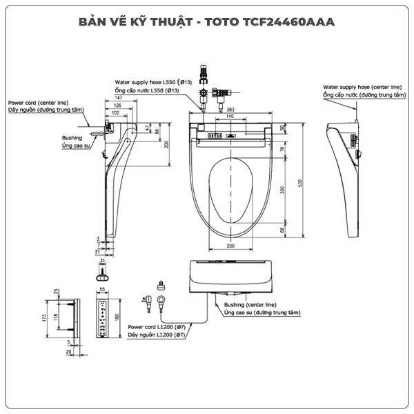 Nắp rửa điện tử Washlet TOTO TCF24460AAA (W15)