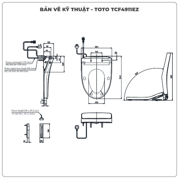 Nắp rửa điện tử TOTO TCF4911EZ