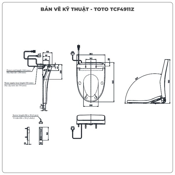 Nắp rửa điện tử Washlet TOTO TCF4911Z