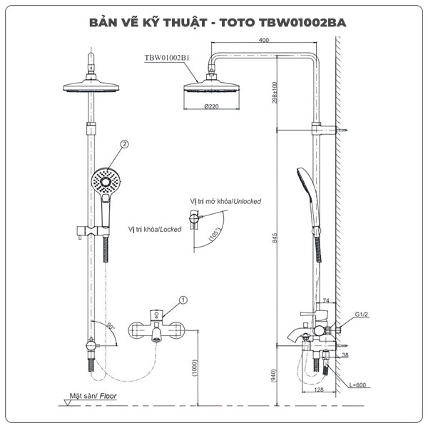Sen cây nhiệt độ TOTO TBW01002BA/TBV03427V/TBW01010A