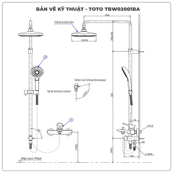 Thân sen cây TOTO TBW02001BA