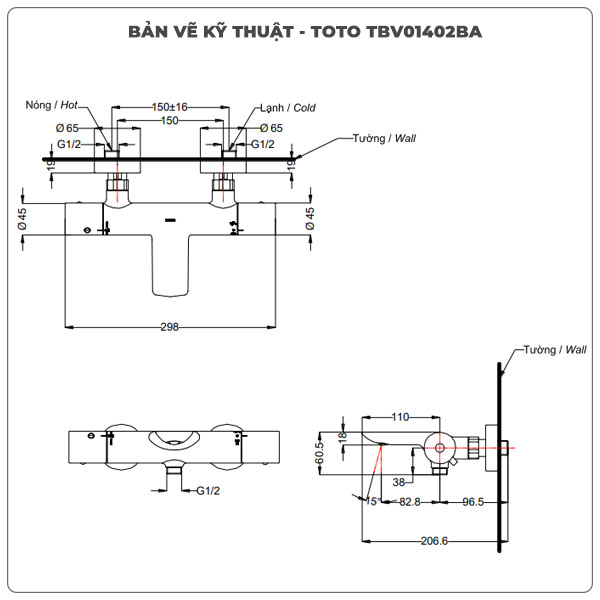 Van điều chỉnh nhiệt độ TOTO TBV01402BA