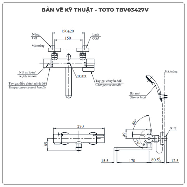 Sen tắm nhiệt độ TOTO TBV03427V/TBW02005A