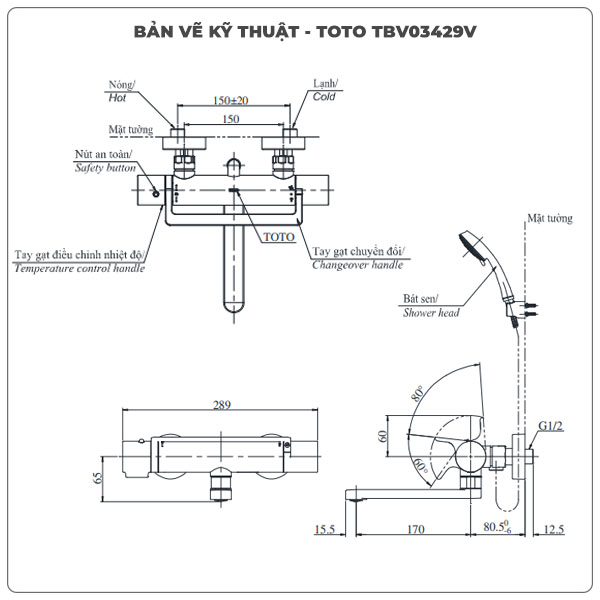 Sen tắm nhiệt độ TOTO TBV03429V/TBW02006A