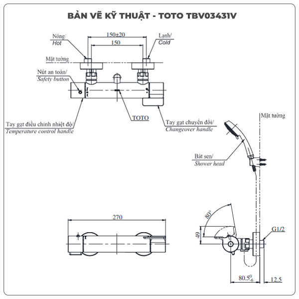 Sen tắm nhiệt độ TOTO TBV03431V/TBW02005A