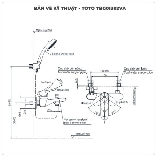 Sen tắm nóng lạnh TOTO TBG01302VA/TBW02005A
