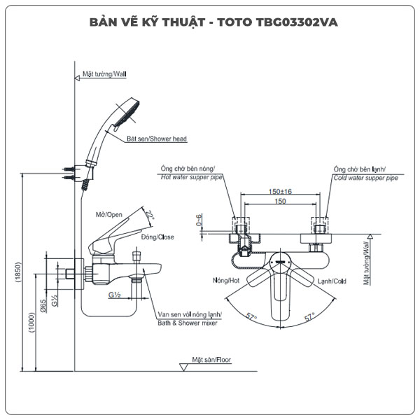 Sen tắm nóng lạnh TOTO TBG03302VA/TBW01010A