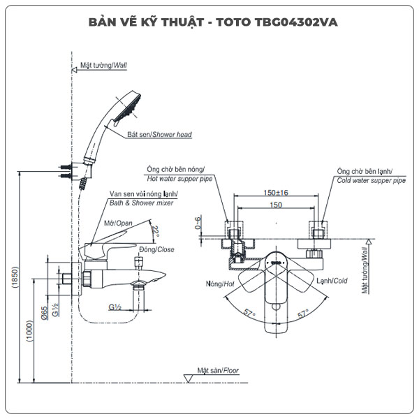 Củ sen nóng lạnh TOTO TBG04302VA (TBG04302V)