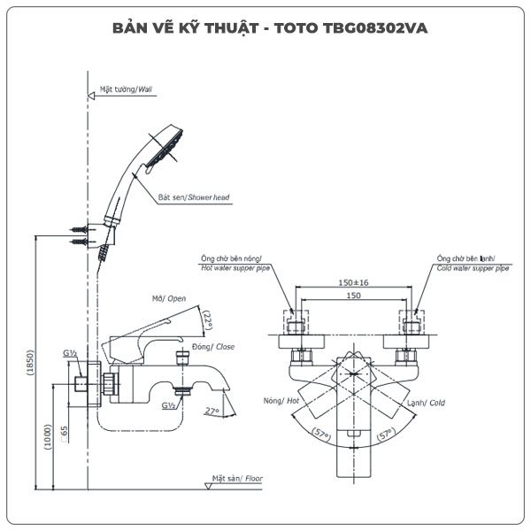 Sen tắm nóng lạnh TOTO TBG08302VA/TBW01010A