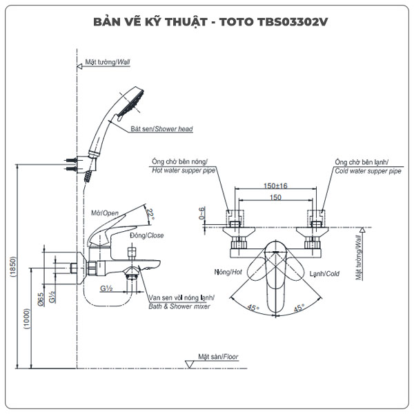 Sen tắm nóng lạnh TOTO TBS03302V/TBW03002B
