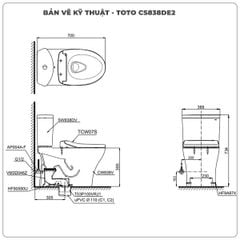 Bồn cầu nắp rửa cơ TOTO CS838DE2