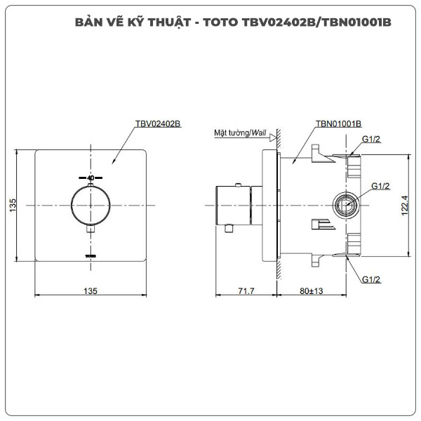 Van điều chỉnh nhiệt độ TOTO TBV02402B/TBN01001B