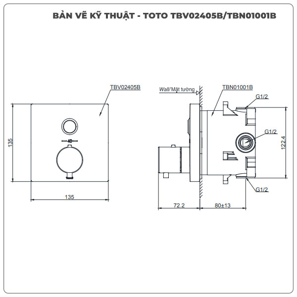 Van điều chỉnh nhiệt độ TOTO TBV02405B/TBN01001B