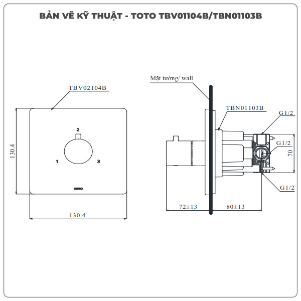 Van chuyển hướng TOTO TBV01104B/TBN01103B (3 đường nước)