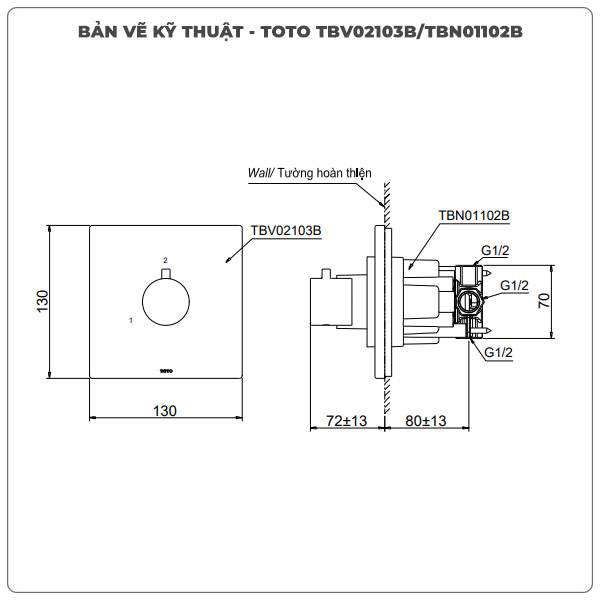 Van chuyển hướng TOTO TBV02103B/TBN01102B (2 đường nước)