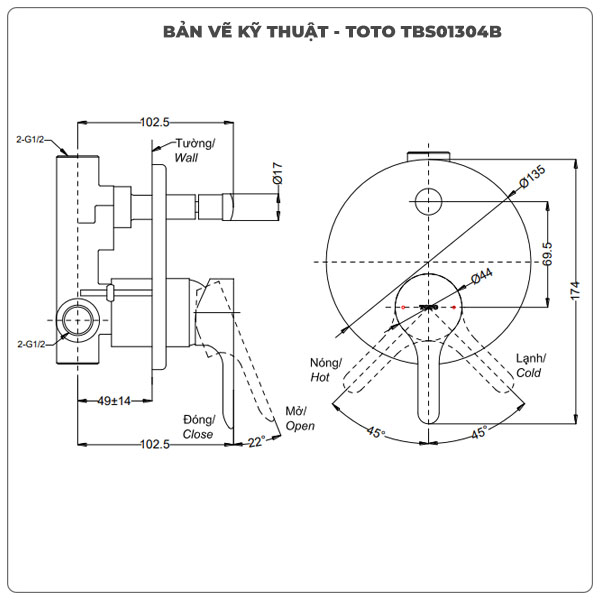 Van điều chỉnh nóng lạnh TOTO TBS01304B