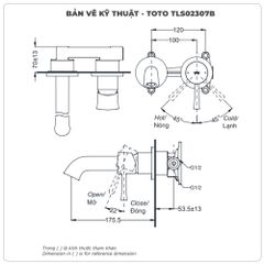 Vòi chậu gắn tường TOTO TLS02307B (Vòi ngắn)
