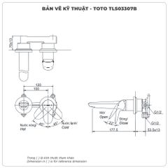 Vòi chậu gắn tường TOTO TLS03307B (Vòi ngắn)