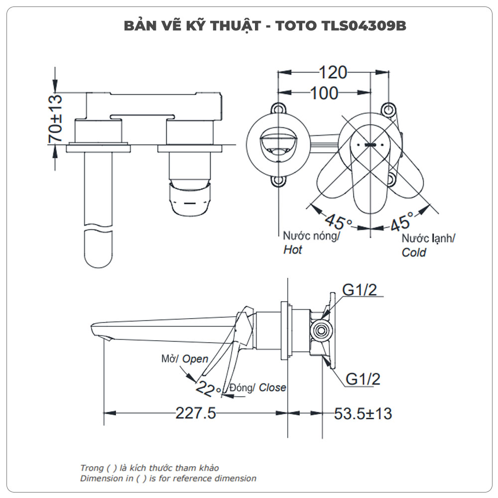 Vòi chậu gắn tường TOTO TLS04309B (Vòi dài)