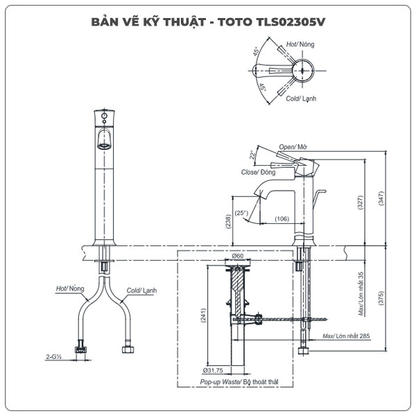Vòi rửa mặt lavabo TOTO TLS02305V