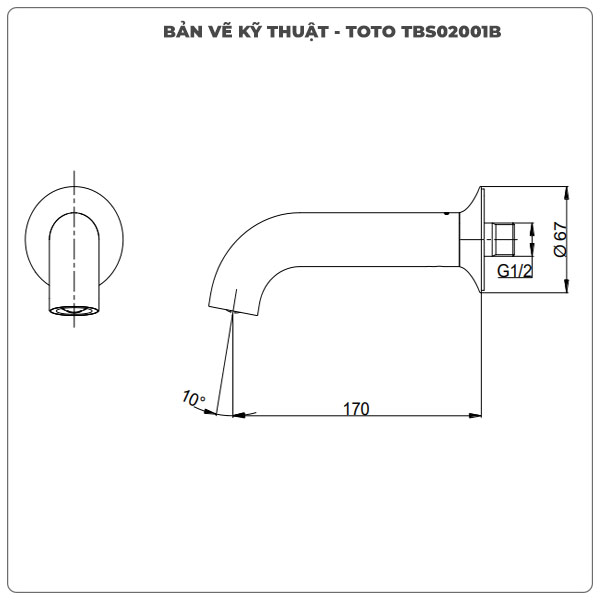 Vòi xả bồn TOTO TBS02001B âm tường