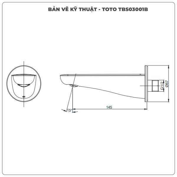 Vòi xả bồn TOTO TBS03001B âm tường