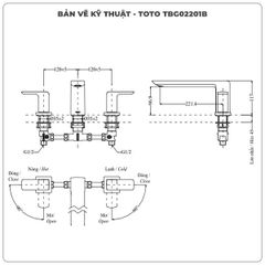 Vòi xả bồn tắm TOTO TBG02201BA (TBG02201B) 3 lỗ