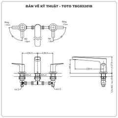 Vòi xả bồn tắm TOTO TBG03201BA (TBG03201B) 3 lỗ