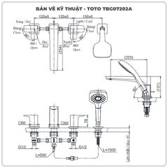 Vòi sen xả bồn tắm TOTO TBG07202A