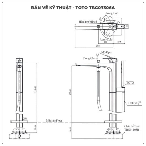 Vòi sen xả bồn tắm TOTO TBG07306A/TBN01105B