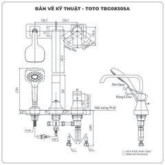 Vòi sen xả bồn tắm TOTO TBG08305AA (TBG08305A) 3 lỗ