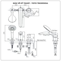 Vòi sen xả bồn tắm TOTO TBG09305AA 3 lỗ (TBG09305A)