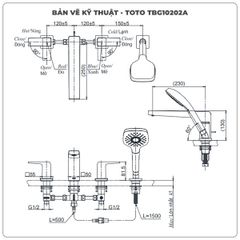 Vòi sen xả bồn tắm TOTO TBG10202A 4 lỗ