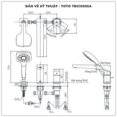 Vòi sen xả bồn tắm TOTO TBG10305AA 3 lỗ (mã cũ TBG10305A)