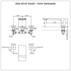 Vòi xả bồn tắm TOTO TBP02201BA 3 lỗ (TBP02201B)