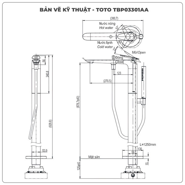 Vòi sen xả bồn tắm TOTO TBP03301AA/TBN01105B (TBP03301A)