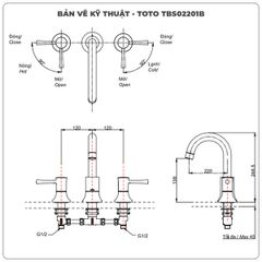 Vòi xả bồn tắm TOTO TBS02201BA 3 lỗ (TBS02201B)