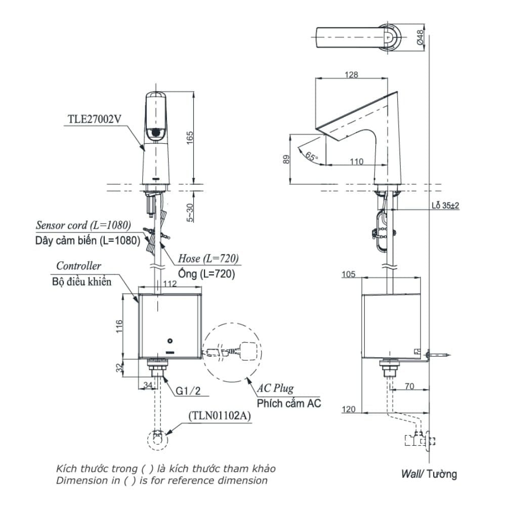 Vòi cảm ứng TOTO TLE27002V/TLE04502A1/TLN01102A (Pin)