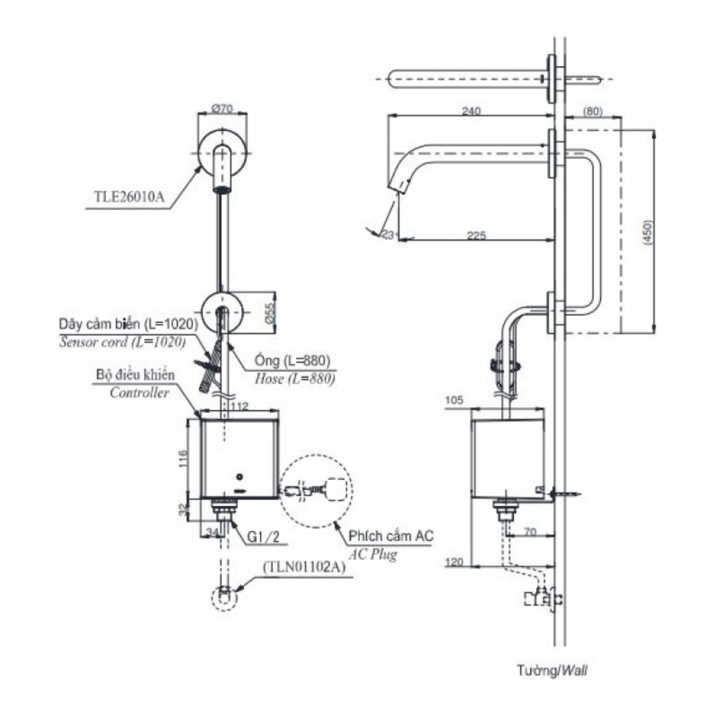 Vòi cảm ứng lavabo TOTO TLE26010A