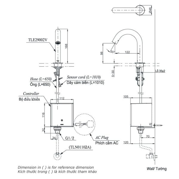 Vòi cảm ứng TOTO TLE29002V/TLE01502A1/TLN01102A (Điện)