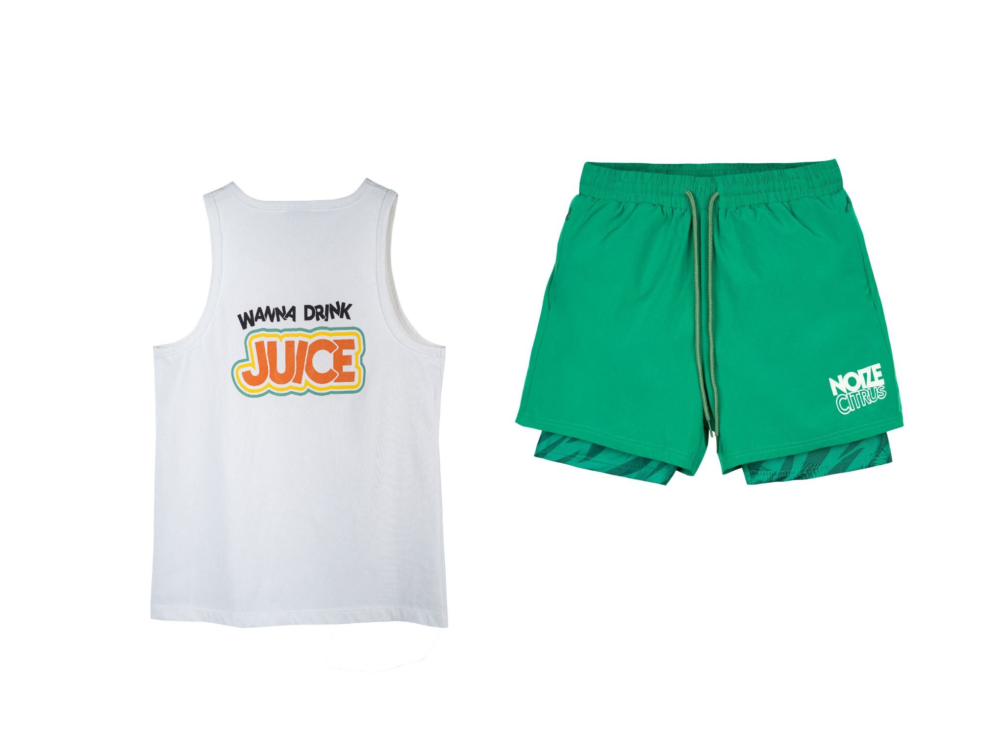  White tank top + Short xanh 2 lớp 