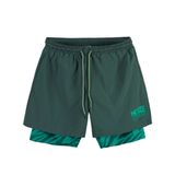 Dark Green Short - Quần Đùi Thể Thao Nam 2 Lớp 
