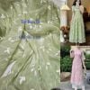  [Vải MM] (Giá 0.5m) (223) Vải Tơ Hoa Lá Thêu May Áo Dài, Váy, Đầm Thiết Kế 