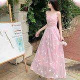  [Vải MM] (223) Vải Tơ Hoa Lá Thêu May Áo Dài, Váy, Đầm Thiết Kế (Giá Bán 0.5m) 