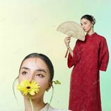  [Vải MM] (224) Vải Tơ Hoa Hồng May Áo Dài, Váy, Đầm Thiết Kế (Giá Bán 0.5m) 