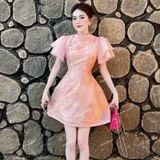  [225] Vải Tơ Gấm Hoa Mai Cao Cấp May Áo Dài, Váy, Đầm Thiết Kế (Giá Bán 0.5m) 