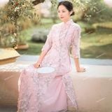  [226] Vải Tơ Hoa Mai Nổi Cao Cấp May Áo Dài, Váy, Đầm Thiết Kế (Giá Bán 0.5m) 